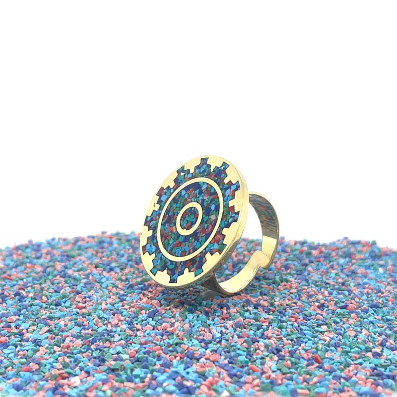 Brass Micro Mosaic Disc Ring