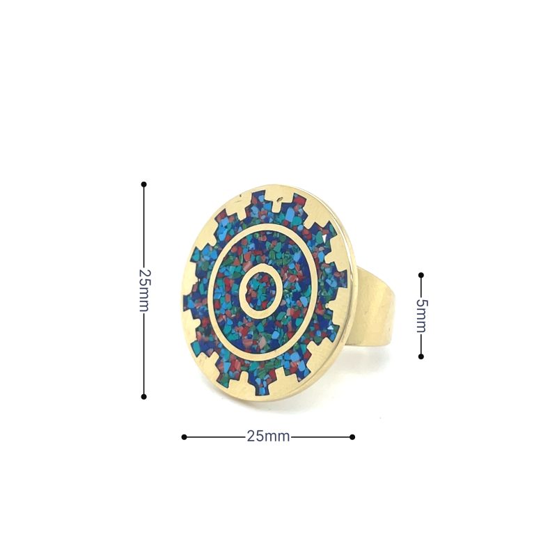 Brass Micro Mosaic Disc Ring - Image 3