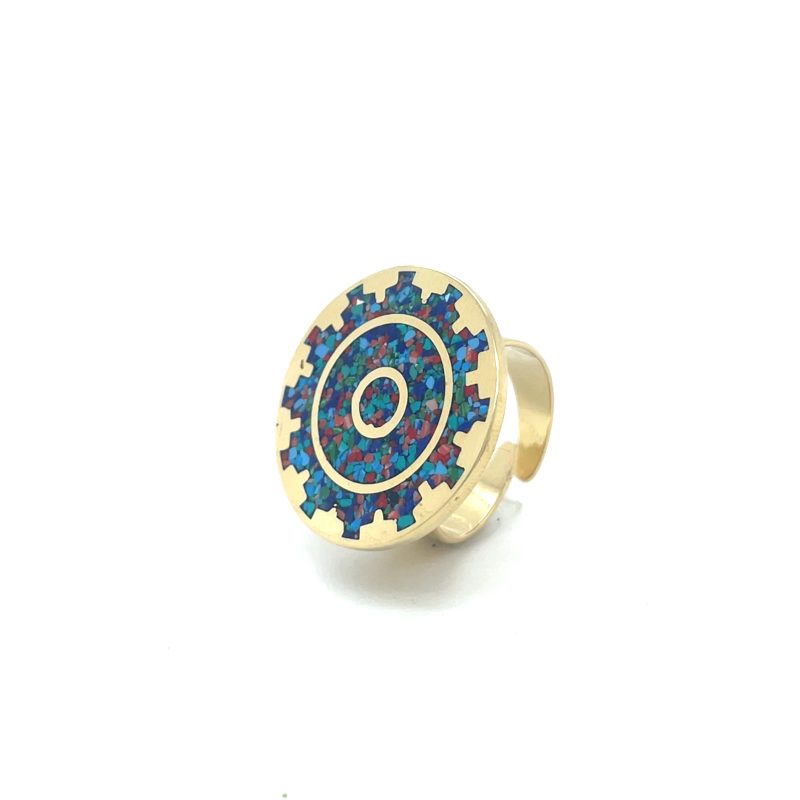 Brass Micro Mosaic Disc Ring - Image 2