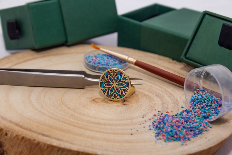 Brass Micro Mosaic Disc Ring - Image 4