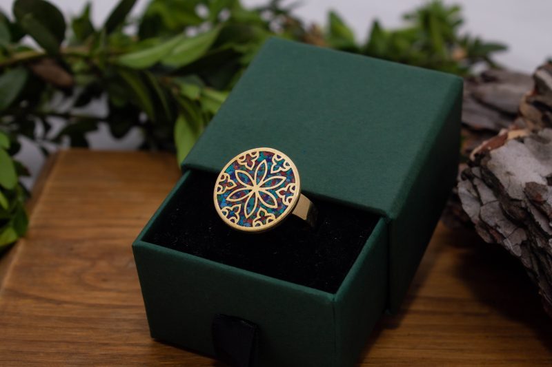 Brass Micro Mosaic Disc Ring - Image 5