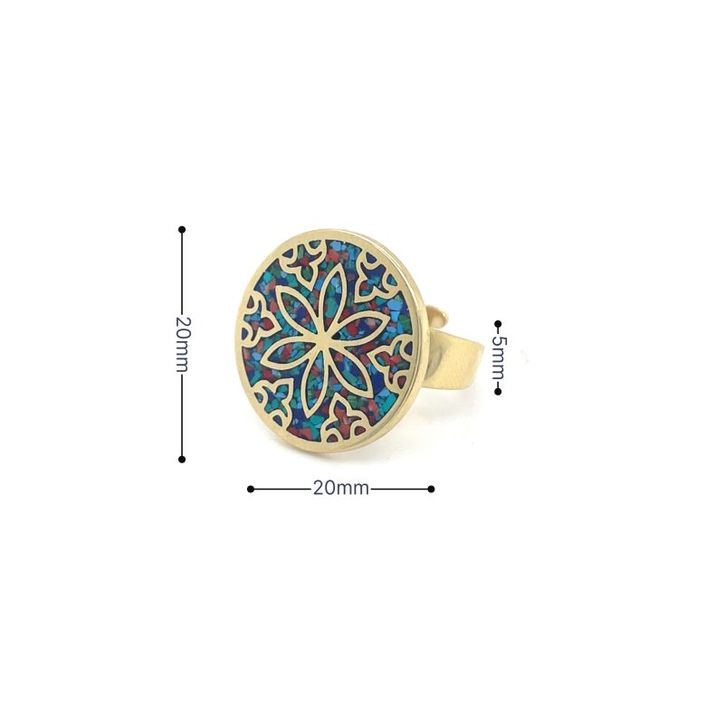 Brass Micro Mosaic Disc Ring - Image 3
