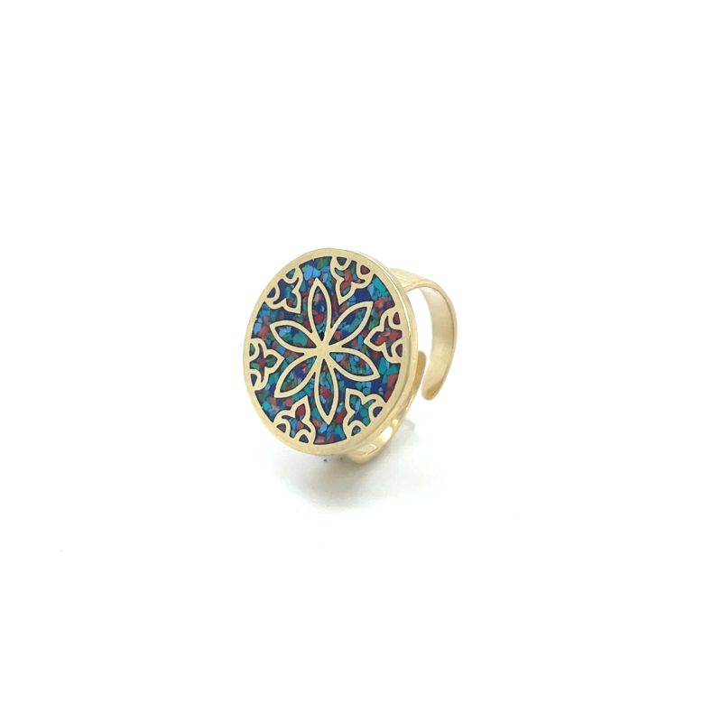 Brass Micro Mosaic Disc Ring - Image 2