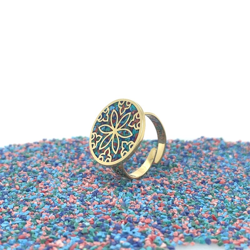Brass Micro Mosaic Disc Ring