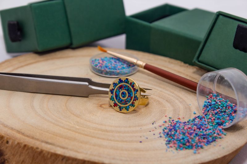 Brass Micro Mosaic Disc Ring - Image 4