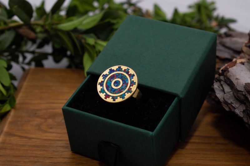 Brass Micro Mosaic Disc Ring - Image 5