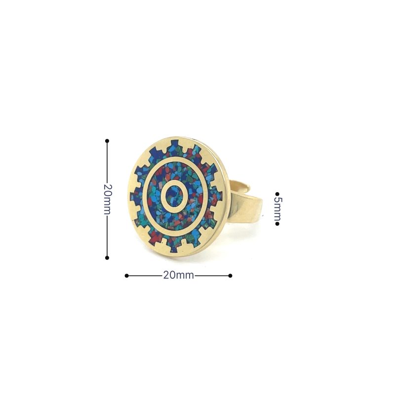 Brass Micro Mosaic Disc Ring - Image 3