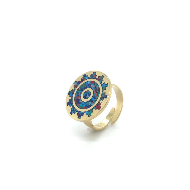 Brass Micro Mosaic Disc Ring - Image 2