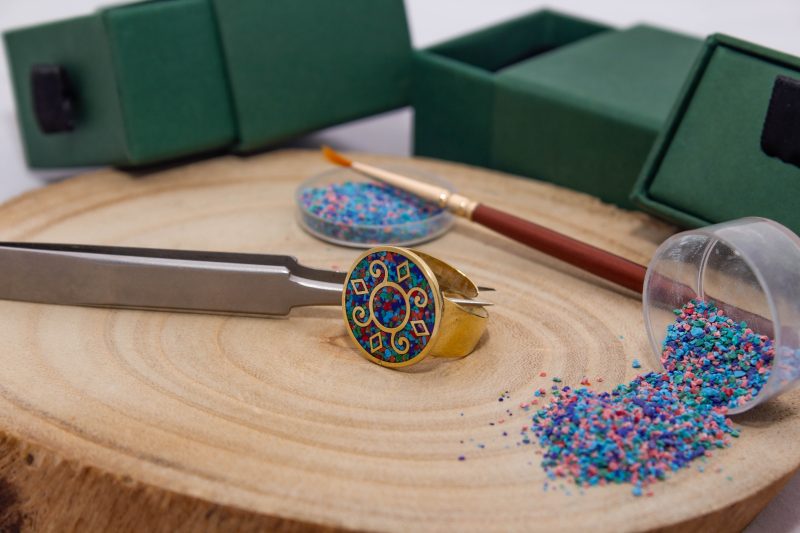 Brass Micro Mosaic Disc Ring - Image 4