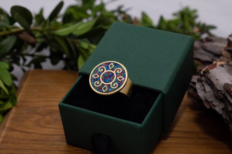 Brass Micro Mosaic Disc Ring - Image 5