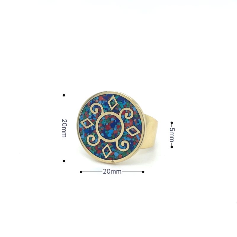 Brass Micro Mosaic Disc Ring - Image 3