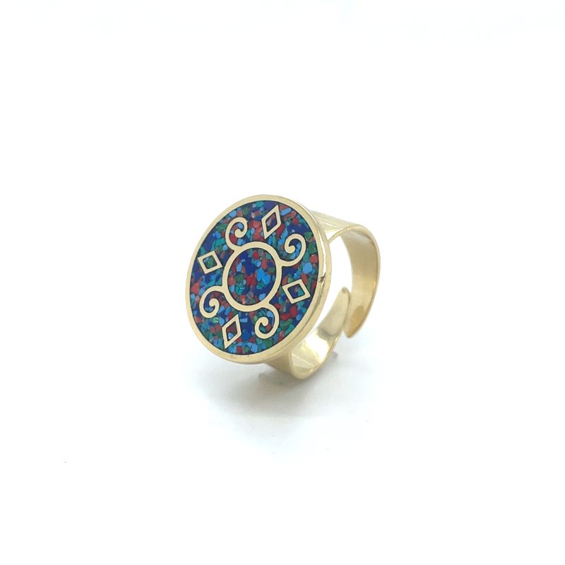 Brass Micro Mosaic Disc Ring - Image 2