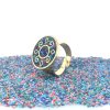 Brass Micro Mosaic Disc Ring