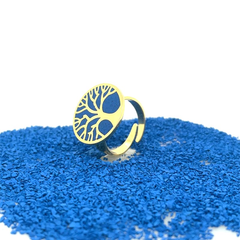 Brass Micro Mosaic Disc Ring