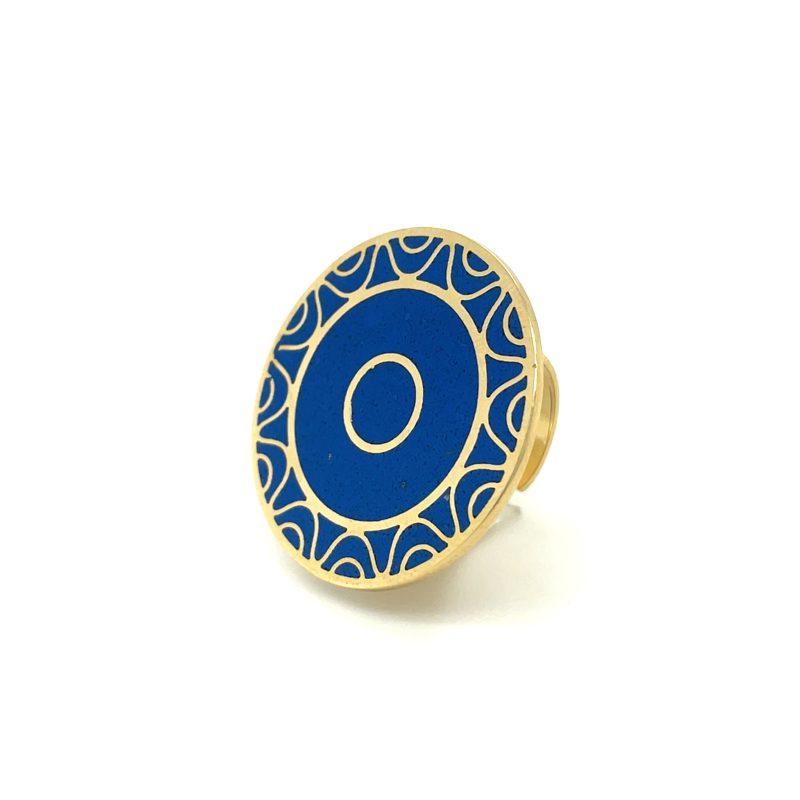 Brass Micro Mosaic Disc Ring - Image 2