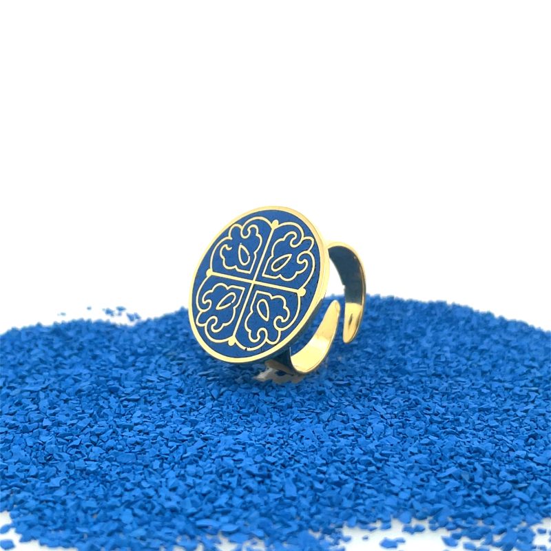 Brass Micro Mosaic Disc Ring