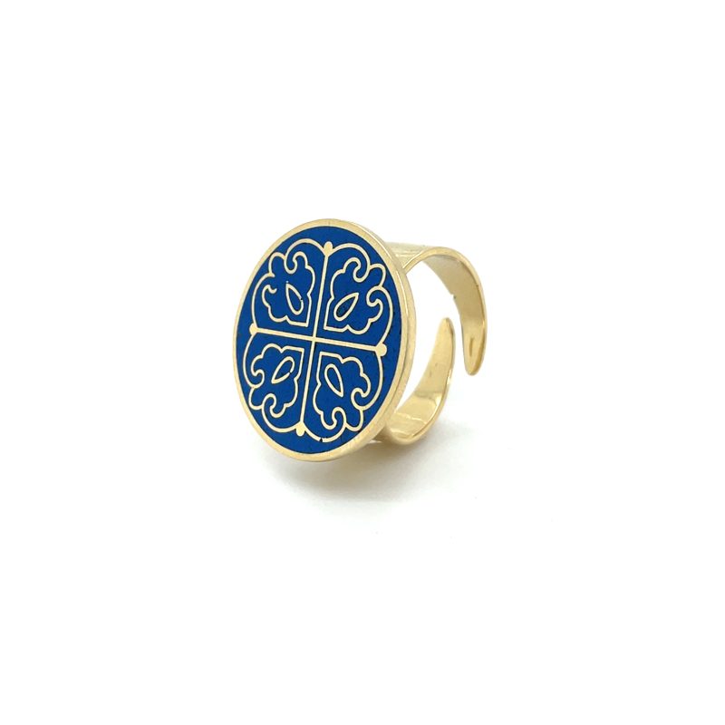 Brass Micro Mosaic Disc Ring - Image 2