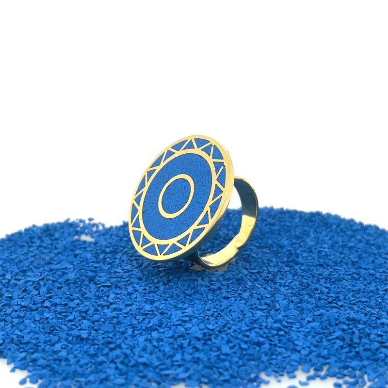 Brass Micro Mosaic Disc Ring