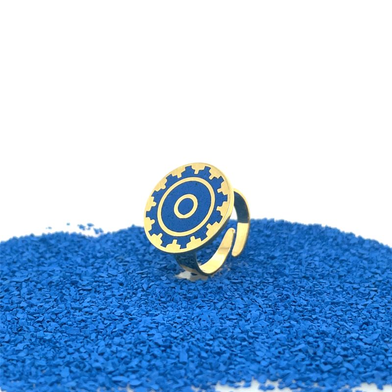 Brass Micro Mosaic Disc Ring